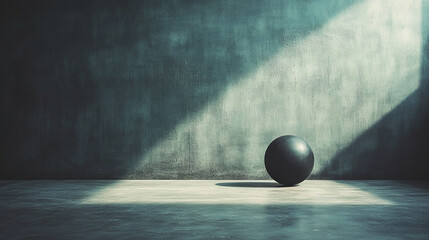 A solitary sphere of light casting a gradient shadow across a smooth surface evokes themes of order within chaos, minimalism, creativity, duality, and modern conceptual depth with a bright tone


