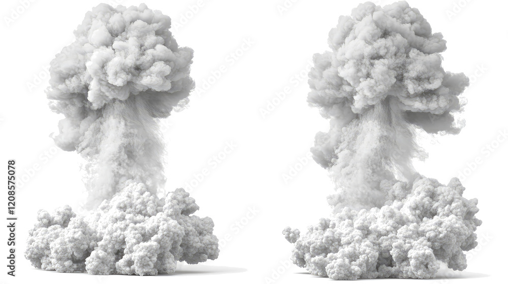 Poster collection of isolated fog cloud smoke elements generative ai