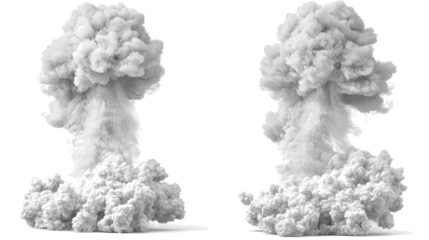 Collection of Isolated Fog Cloud Smoke Elements Generative AI