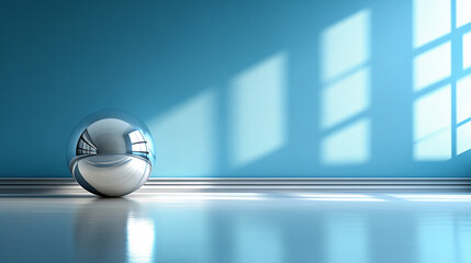 A solitary sphere of light casting a gradient shadow across a smooth surface evokes themes of order within chaos, minimalism, creativity, duality, and modern conceptual depth with a bright tone

