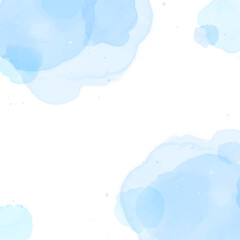 青色の水彩絵の具のにじみをいかした抽象的な背景イラスト　アスペクト比1：1バージョン