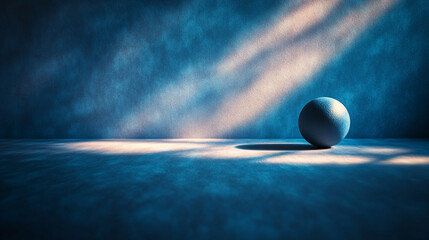 A solitary sphere of light casting a gradient shadow across a smooth surface evokes themes of order within chaos, minimalism, creativity, duality, and modern conceptual depth with a bright tone

