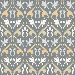 Pastel tones classic style floral decorative seamless background print. Vector illustration. Surface pattern design, perfect for textiles, wallpaper, office supplies, packaging, home and garden