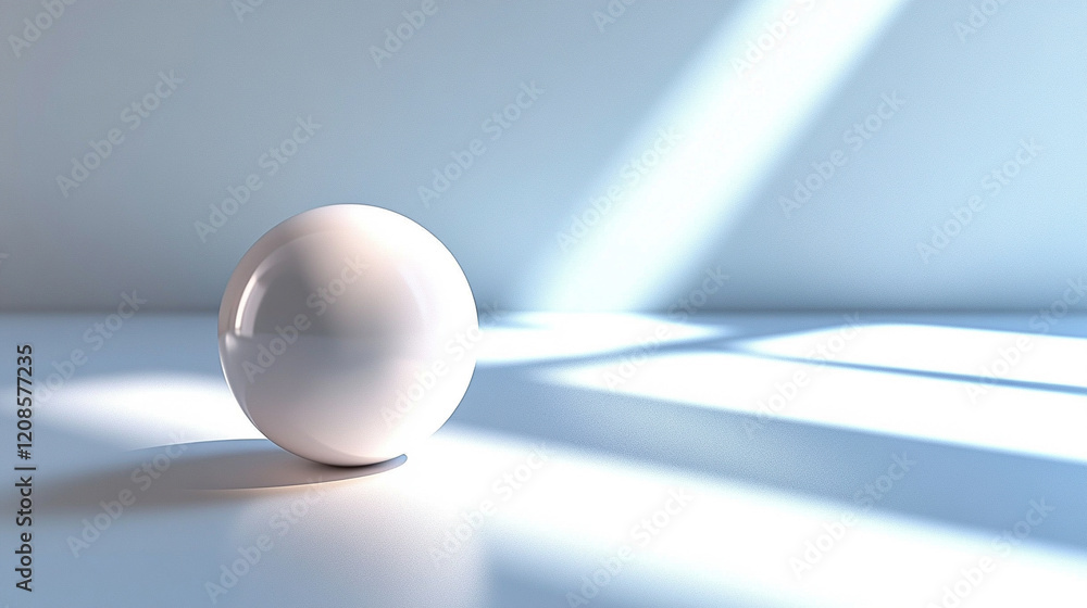 Poster a solitary sphere of light casting a gradient shadow across a smooth surface evokes themes of order 