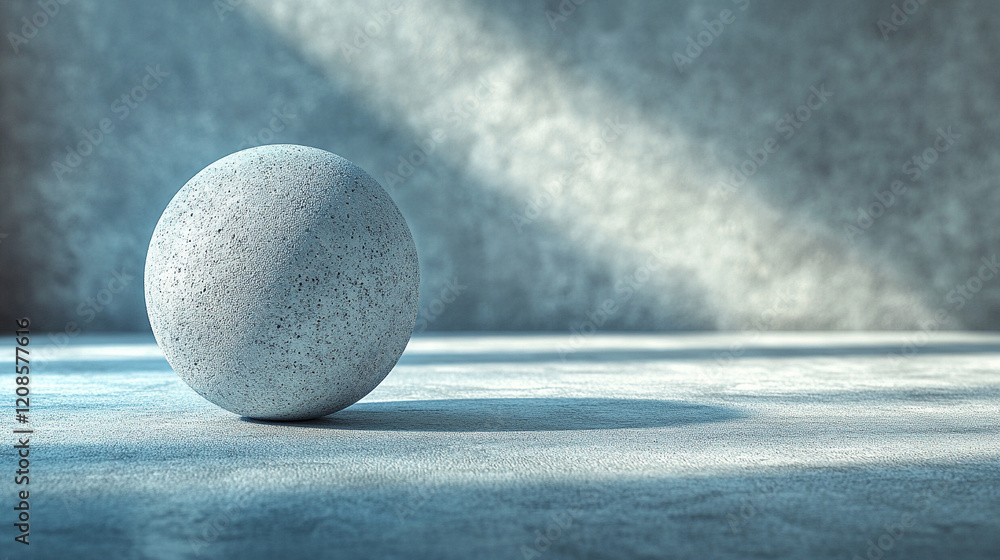 Poster a solitary sphere of light casting a gradient shadow across a smooth surface evokes themes of order 