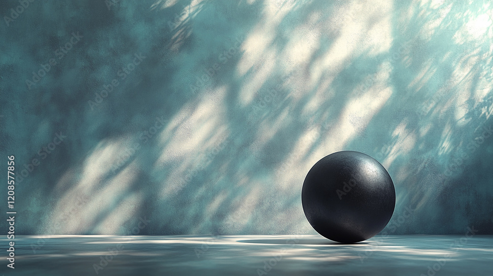 Poster a solitary sphere of light casting a gradient shadow across a smooth surface evokes themes of order 
