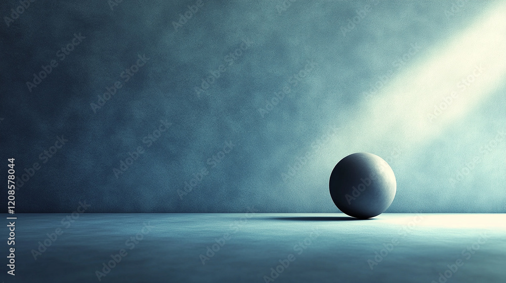 Poster a solitary sphere of light casting a gradient shadow across a smooth surface evokes themes of order 