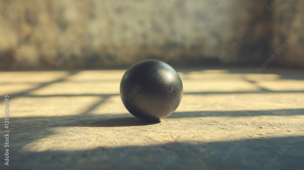Poster a solitary sphere of light casting a gradient shadow across a smooth surface evokes themes of order 