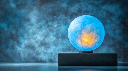 A solitary sphere of light casting a gradient shadow across a smooth surface evokes themes of order within chaos, minimalism, creativity, duality, and modern conceptual depth with a bright tone

