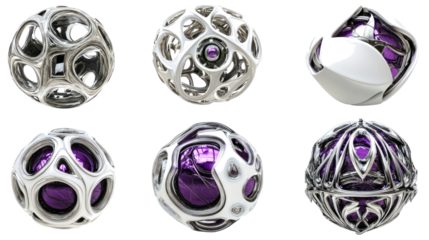 Purple and White Abstract Futuristic Spheres Generative AI