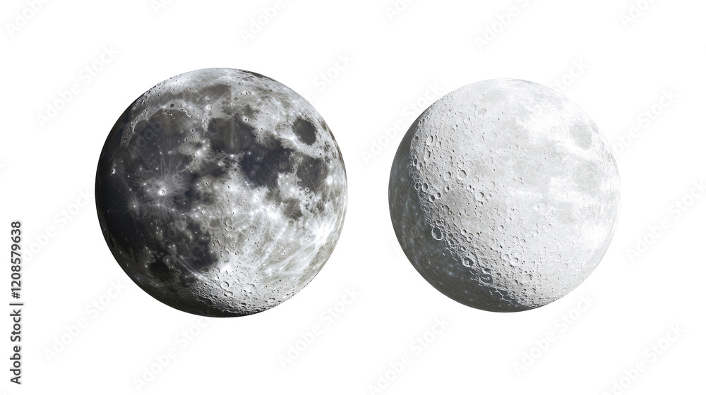 Poster full moons collection on transparent background generative ai