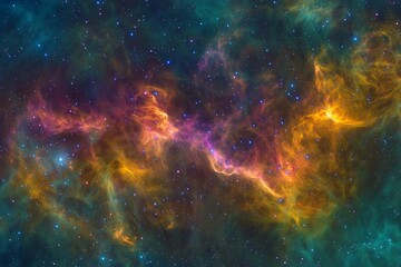 A vibrant depiction the Milky Way galaxy with star clusters and nebulae glowing brightly.