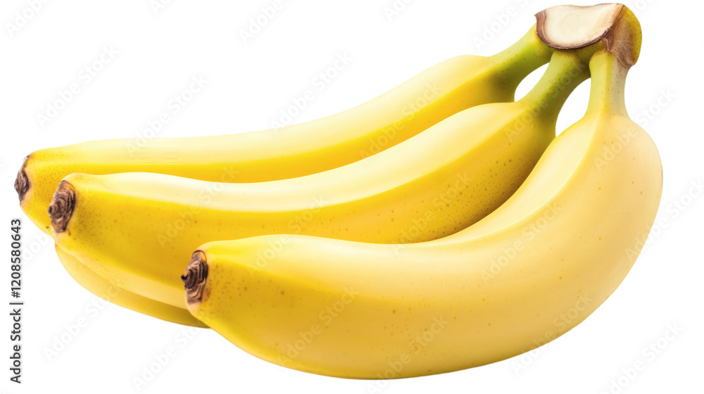 Poster Isolated of a single unpeeled banana in pristine condition on a solid white background Stock Photo with side copy space