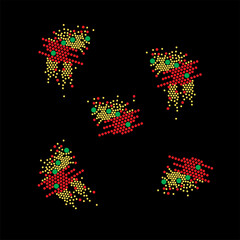 Rhinestone applique collar design for t-shirt or blouse hot-fix transfer. Abstract beautiful glitter applique rhinestone motif.