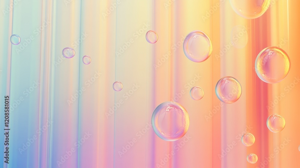 Poster pastel bubbles floating against a soft gradient background