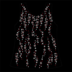 Rhinestone applique collar design for t-shirt or blouse hot-fix transfer. Abstract beautiful glitter applique rhinestone motif.
