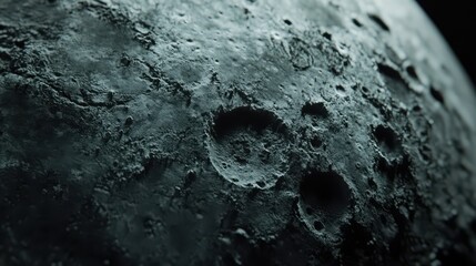Detailed view of moon's cratered surface in shadows