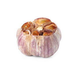 Baked garlic on white background