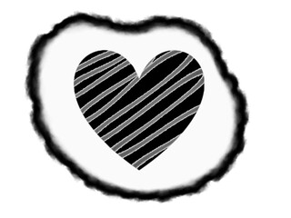 black heart on a watercolour or black cloud effect background