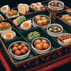 dimsum vector art for graphic design 