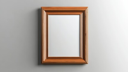 Wooden rectangular picture frame with elegant carvings on white background
