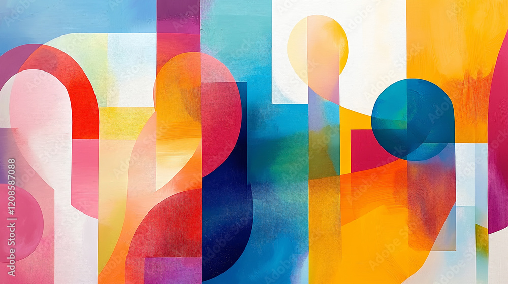 Fototapete An abstract painting that explores the interplay of primary and secondary colors, creating a dynamic and vibrant composition.