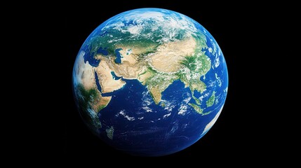 Fototapeta premium View of earth from space highlighting asia and africa on a clear day