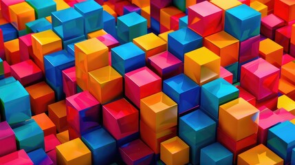 Obraz premium Seamless pattern of cubes, 3D vector isometric blocks with tiled texture, abstract background.