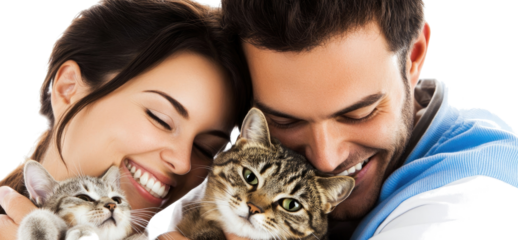 Happy Cat Owners Embrace Their Furry Friends Generative AI