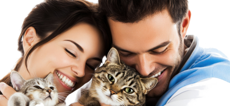 Happy Cat Owners Embrace Their Furry Friends Generative AI