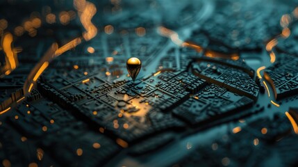 Location pin concept on city map