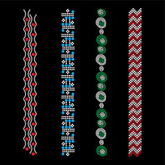 Rhinestone applique collar design for t-shirt or blouse hot-fix transfer. Abstract beautiful glitter applique rhinestone motif.