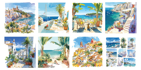 ibiza watercolor clipart © dian's