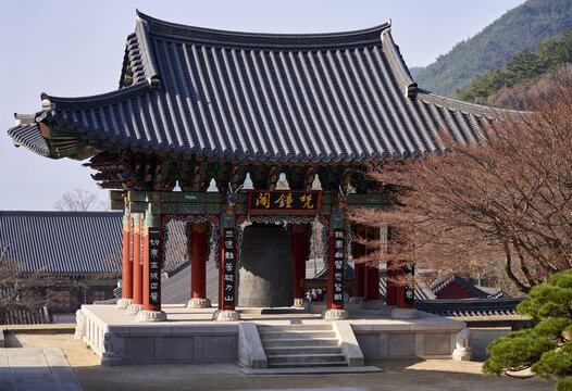 범종,기둥,기와지붕,범종각,화엄사,구례군,전남