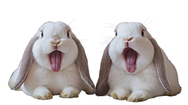 Happy White Rabbits With Joyful Expressions Generative AI