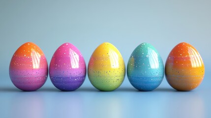 Obraz premium Colorful ultra realistic easter eggs in rainbow hues for holiday decor and celebration inspiration