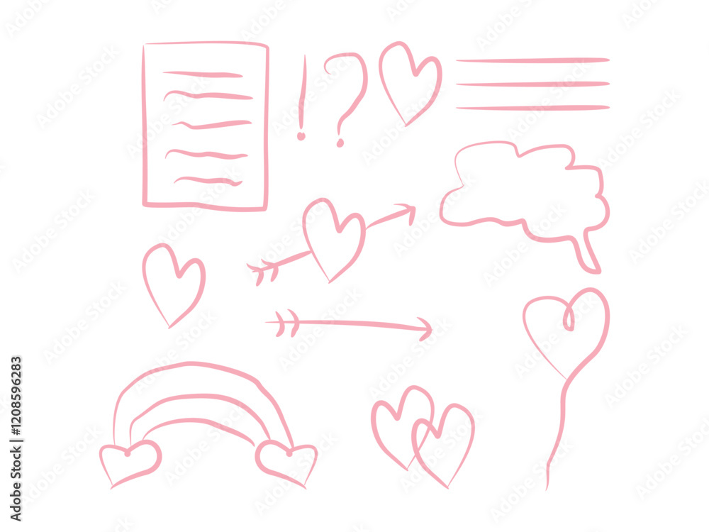 Poster set of sketch line hand drawn element vector illustration on transparent background