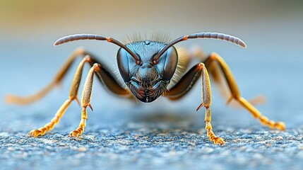 Fototapeta premium Close-Up of a Wasp on a Surface in Natural Light for Educational Content