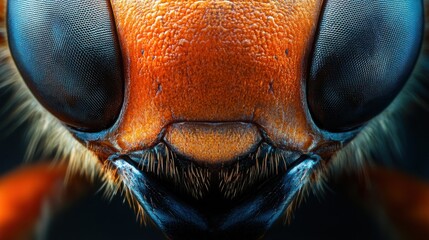 Fototapeta premium Close-Up of Insect Face with Detailed Texture and Intricate Features