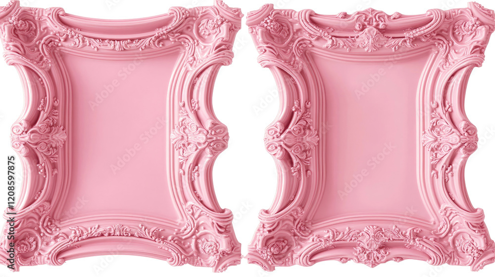 Poster light pink minimalist frame set on clear background generative ai