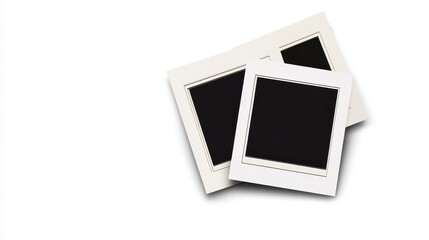 Blank polaroid photo frames on white background