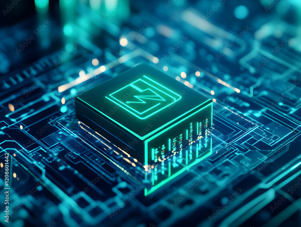 Poster digital file icon on circuit board