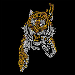 Rhinestone applique collar design for t-shirt or blouse hot-fix transfer. Abstract beautiful glitter applique rhinestone motif.	