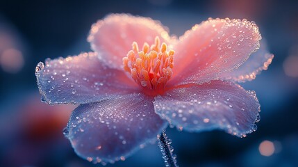 Frozen water droplets on a spiderweb, forming intricate, delicate frost patterns. 441
