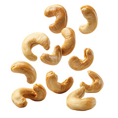 Falling cashew nuts with golden tones and crunchy textures perfect for snack and healthy food...