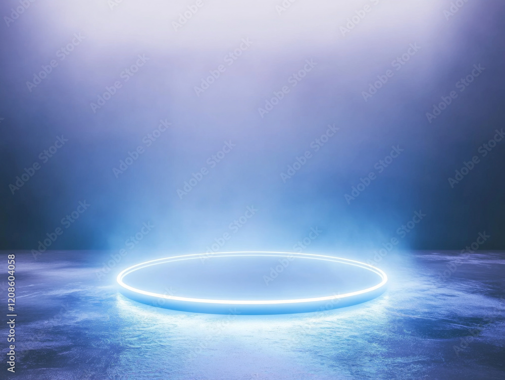 Poster light creating a soft glow on the ground against a clean background in an abstract setting