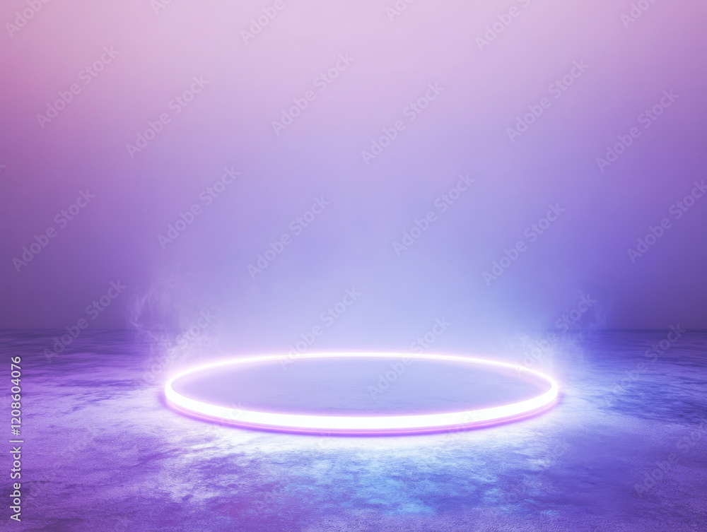 Aufkleber mystical illuminated circle on the ground creating a dreamy atmosphere in a clean background