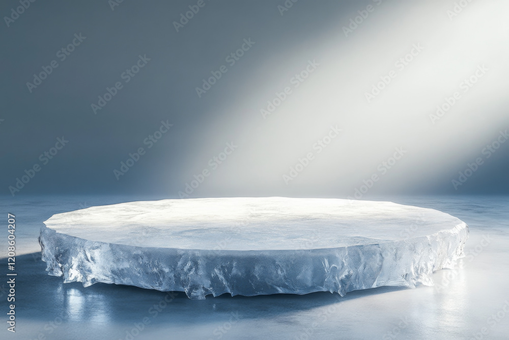 Poster frosty ice platform illuminated by soft light in a cool atmosphere
