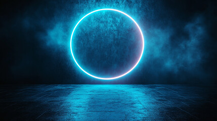 A circle of light illuminates a dark room symbolizing hope in the unknown with a minimalistic bright tone modern blurred atmosphere leaving blank space for contemplation and inspiration

