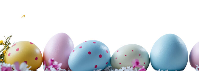 PNG Easter eggs and cute bunnies easter easter eggs arrangement.